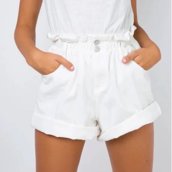 White Princess Polly Paper Bag Shorts - Picture 3 of 5